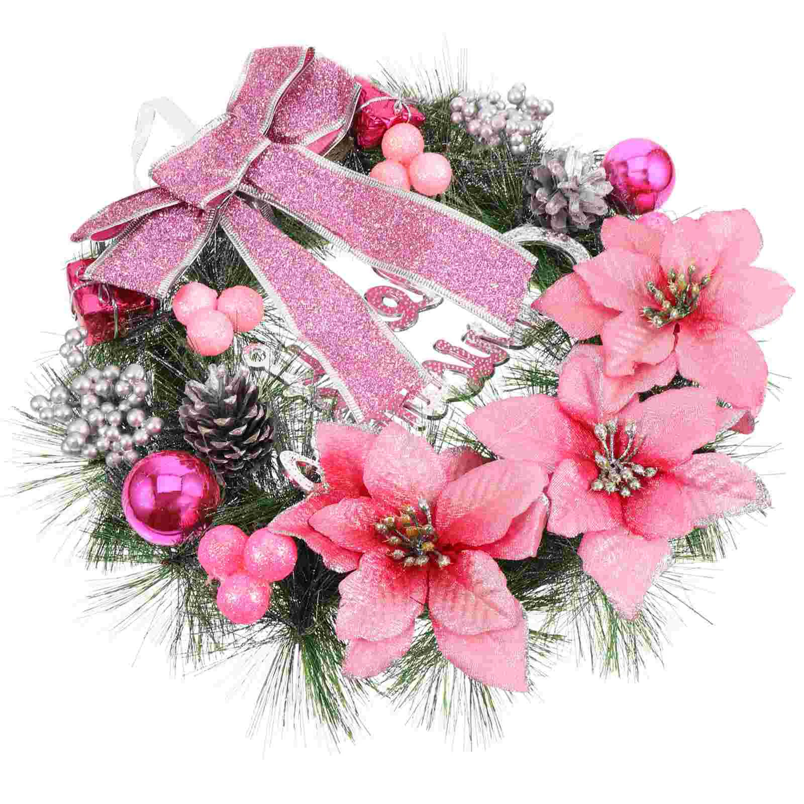 30cm Artificial Christmas Pine Wreath Festive Berry Gold Bow Knot Lifelike Premium Material Reusable Fashion Xmas