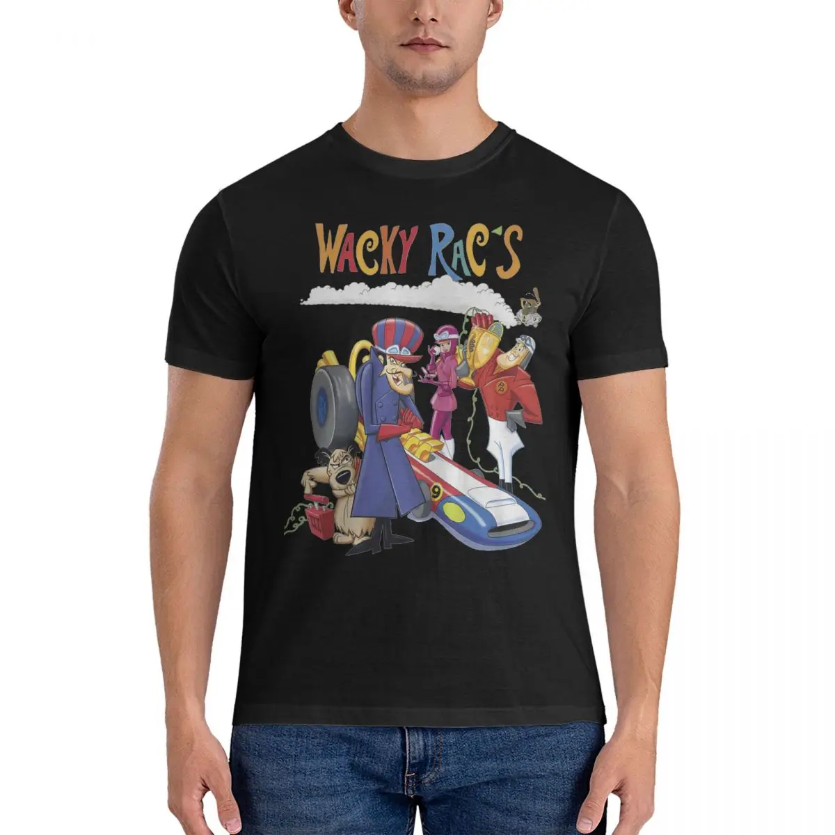 Wacky Races Men Women T Shirt Dastardly Muttley Flying Machines Novelty Tees Short Sleeve T-Shirt 100% Cotton Plus Size Clothing