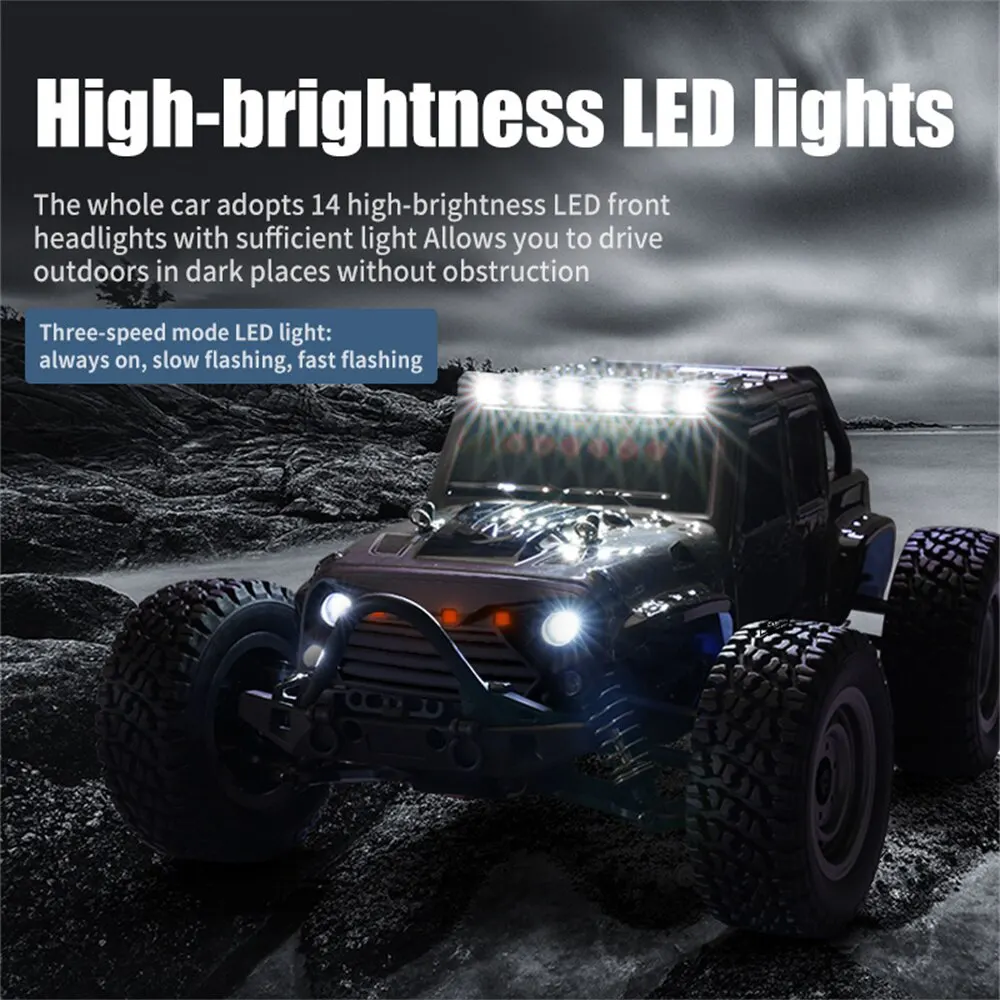 Coche teledirigido 4WD con luces Led, coches de Radio Control remoto de 2,4G, Buggy, camiones de Control todoterreno, juguetes para niños 1:16 50 Km/h