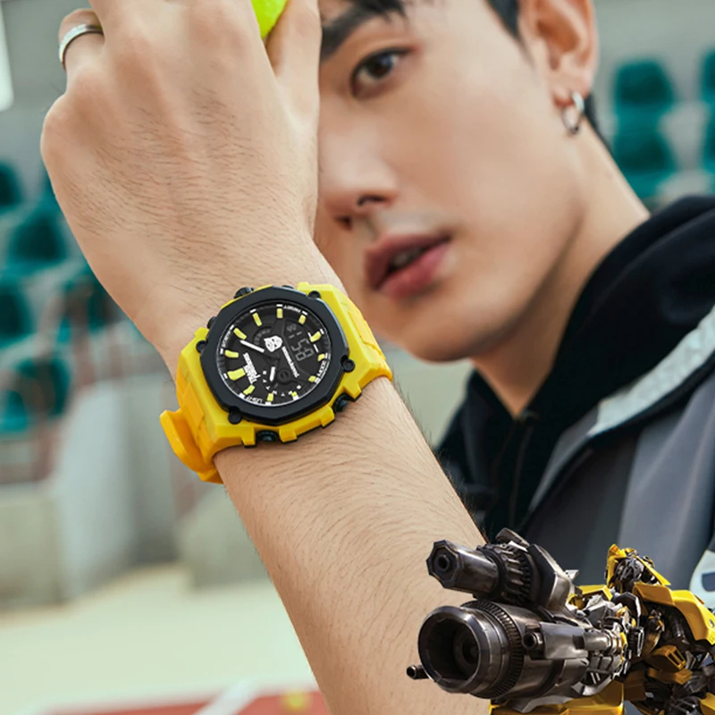 Mark Fairwhale 7110 Luxury Men's Quartz Watch Dual Display Sports Chronograph Waterproof Digital Night Light