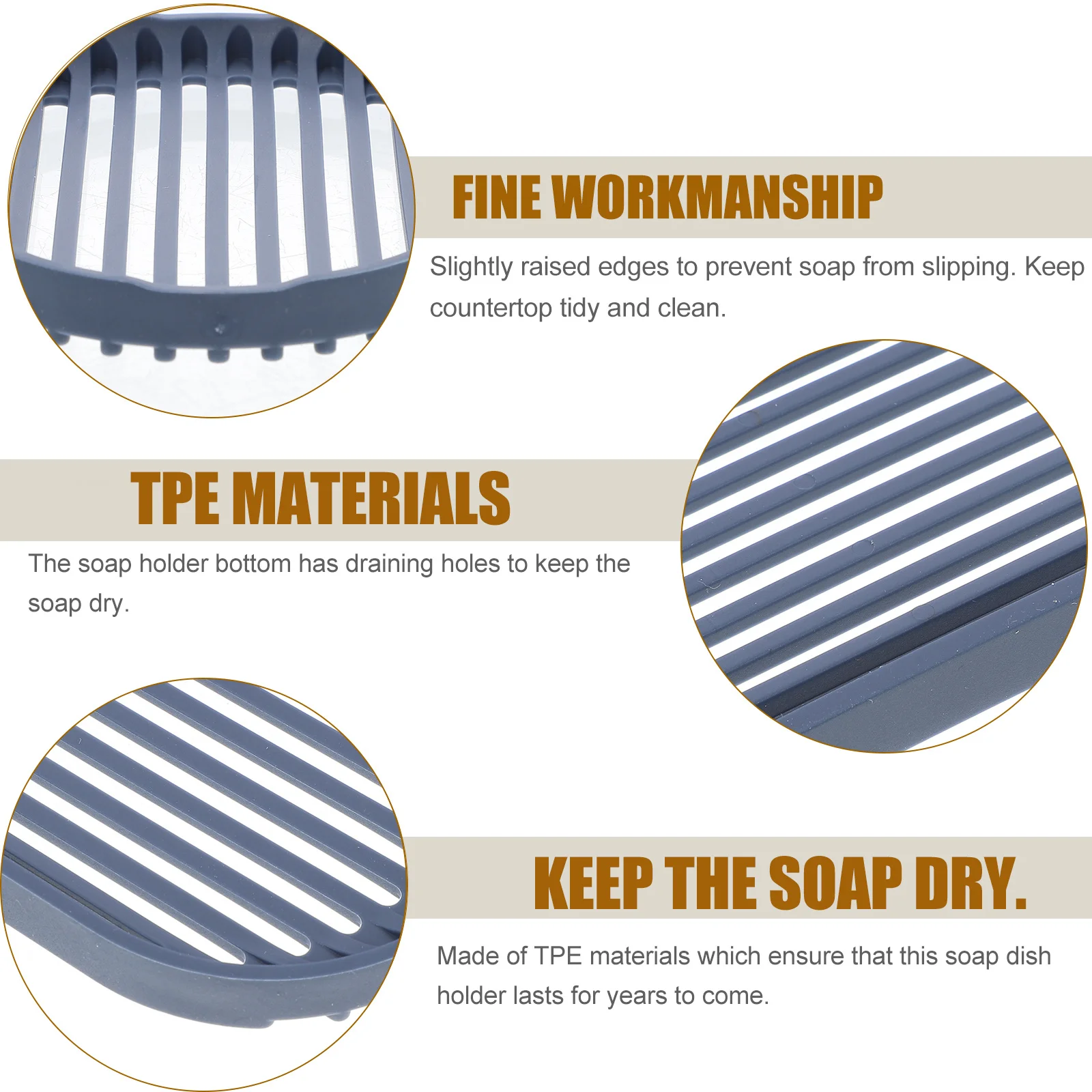 

4Pcs Soap Storage Dish Tpe Drain Rack for Bathroom Kitchen Tabletop Organizer Slightly Raised Edge Design Soap Dish