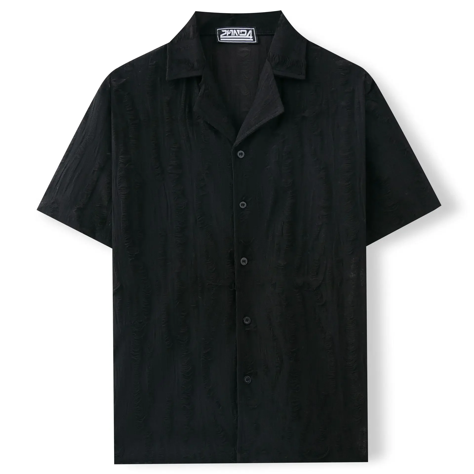 New Men's Summer Top Cuban Collar Short Sleeved Shirt Loose Half Sleeved Hawaiian Shirt Men Clothing L