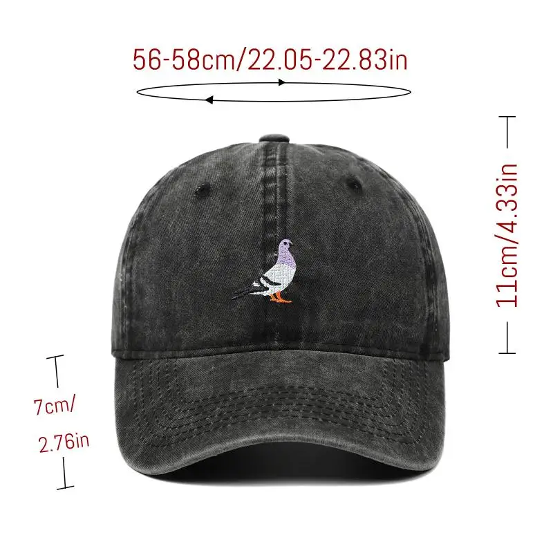 Embroidery Pigeon Spring Baseball Caps Men Women Water Washed Sunscreen Hat Sports Fishing Sunshade Hat