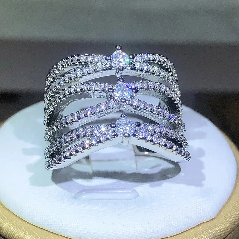 Dazzling 925 Silver Luxury Bridal Marriage Rings Special-interested Crystal CZ Stone Simple Trendy Jewelry Rings for Women