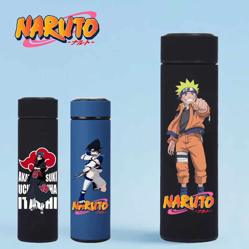 NARUTO 500 ml Edelstahl-Wasserflasche für Kinder, Thermoskanne für Erwachsene, große Kapazität, tragbarer Trinkwasserbecher, Geschenk, Uzumaki Naruto