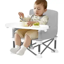 Asiento elevador de viaje, silla de comedor portátil para niños, mesa de comedor multifuncional para niños pequeños con bandeja extraíble para comer