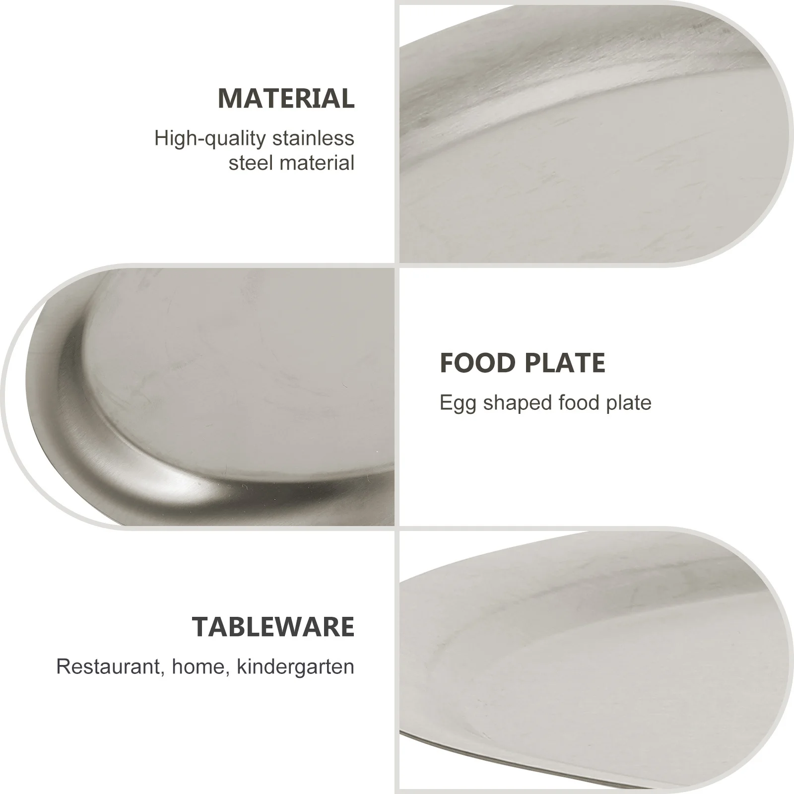 

Egg Shape Stainless Steel Food Plate For Home Hotel Restaurant Kitchen Tableware Serving Dish Appetizer Tray Bbq Storage