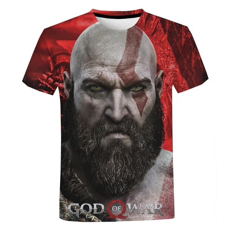 إله الحرب للرجال تي شيرت مطبوع ، ملابس الشارع غير رسمية كبيرة الحجم ، توب harghargot ، طباعة ثلاثية الأبعاد ، شخصية ، لعبة ساخنة ، موضة #6