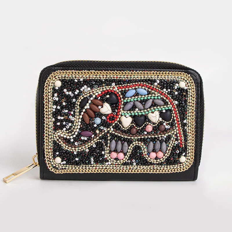 

Cute Mini Coin Pouch Women Luxury Mini Beading Purse Butterfly Flowers Zipper Card Bag Cute Stone Wallet Thailand Souvenir Gift