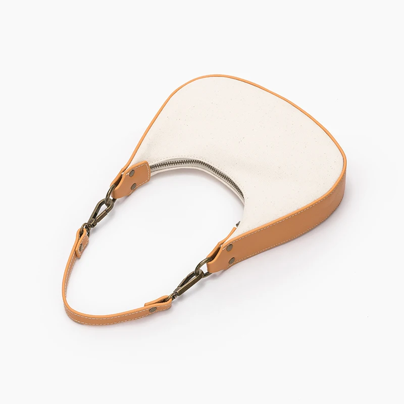 Canvas chain messenger bag armpit bag female minority designer crescent stick hand dumpling bag