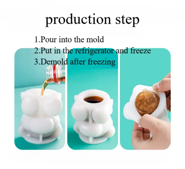 3D Bear-shaped Silicone Ice Molds, Suitable for Chocolate, Cakes, Ice Cream, Whiskey, Wine, and Cocktails. - view 6