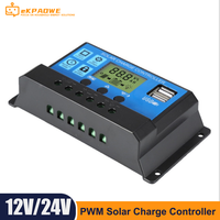 30A 40A 50A 60A PWM Solar Charge Controller Dual USB LCD Display 12V 24V Auto Solar Cell Panel Charger Regulator Solar System