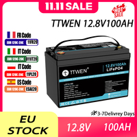 TTWEN Battery for Energy Storage 12.8V100AH, Light Weight, Portable Rechargeable for Car Home Outdoor Solar Mobile Power Supply.