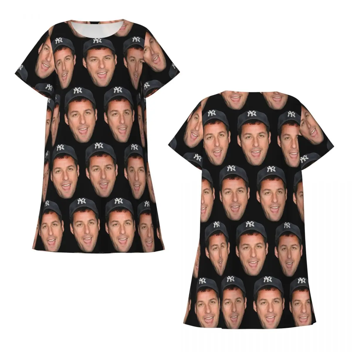 The Face Meme Adam Sandler Smile Amazing Poster Short Sleeves Nightdress For Sleeping Women Short Sleeve Nightgowns Pajama Dress