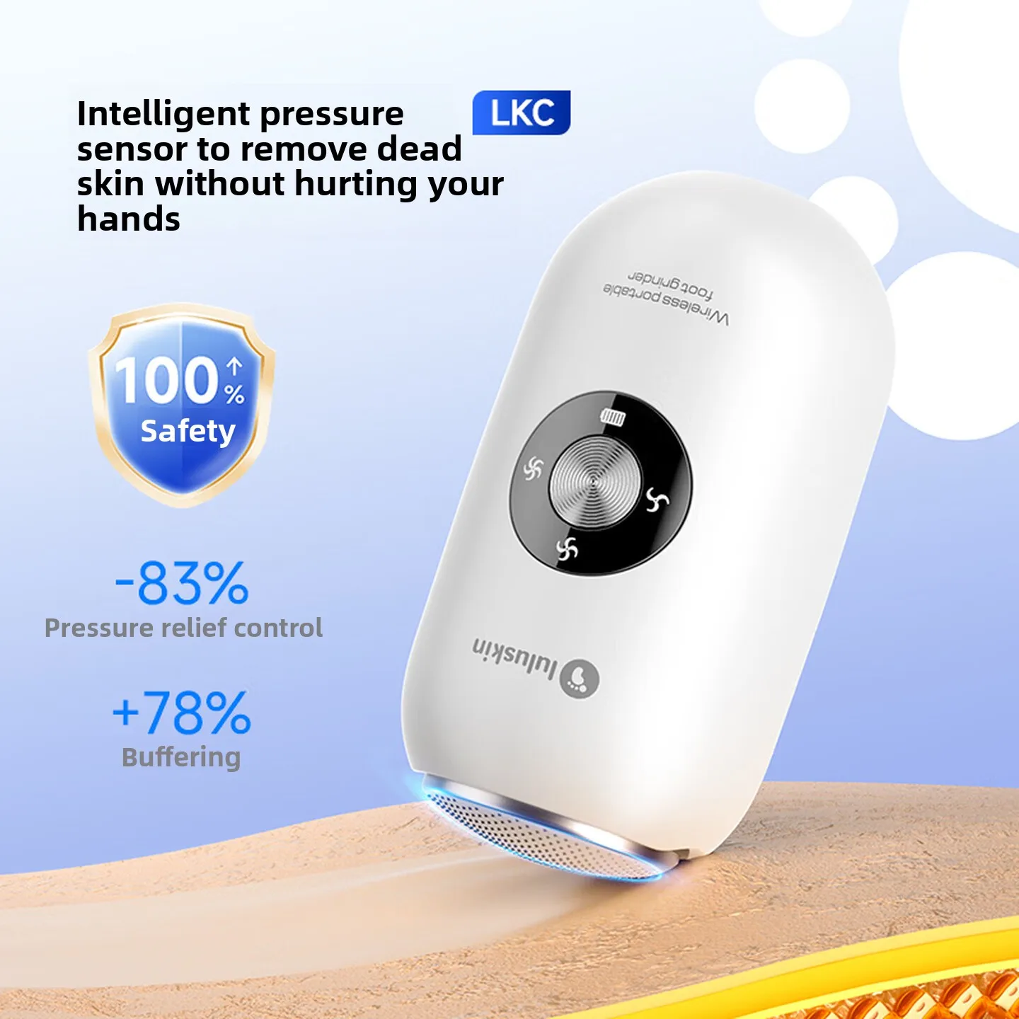 Electric Foot File 3 Speeds Digital Display 2 Grinding Heads High Power Callus Remover Heel Pedicure Tool Home Care 전동 발각질 제거기