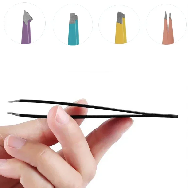 Precision Stainless Steel Tweezers For Eyebrow Hair Facial Hair Removal, Splinter, Blackhead Slant Tip Angle Tip Pointed Tip