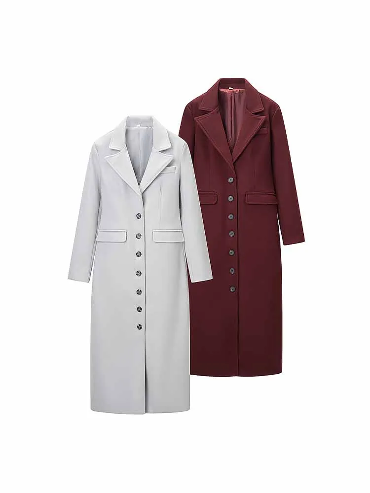 

HH Woman Early Spring Fashion Versatile Solid Color Long Sleeves Single Breasted Long Coat Female Casual Commuting Long Coat