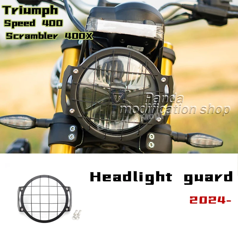 Modifying the headlight protection cover Retro Headlight guard Headlight Grill Black For Triumph Speed 400 Scrambler 400X 2024