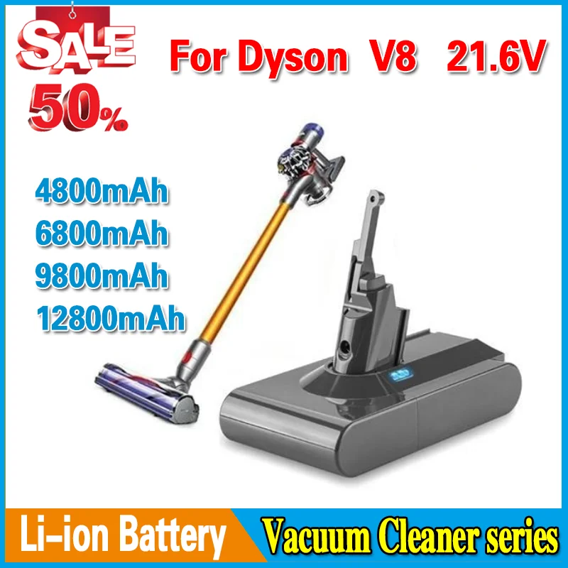 

12800mAh 21.6V new For Dyson V8 Battery Absolute V8 Animal Li-ion SV10 Vacuum Cleaner series Rechargeable batteries