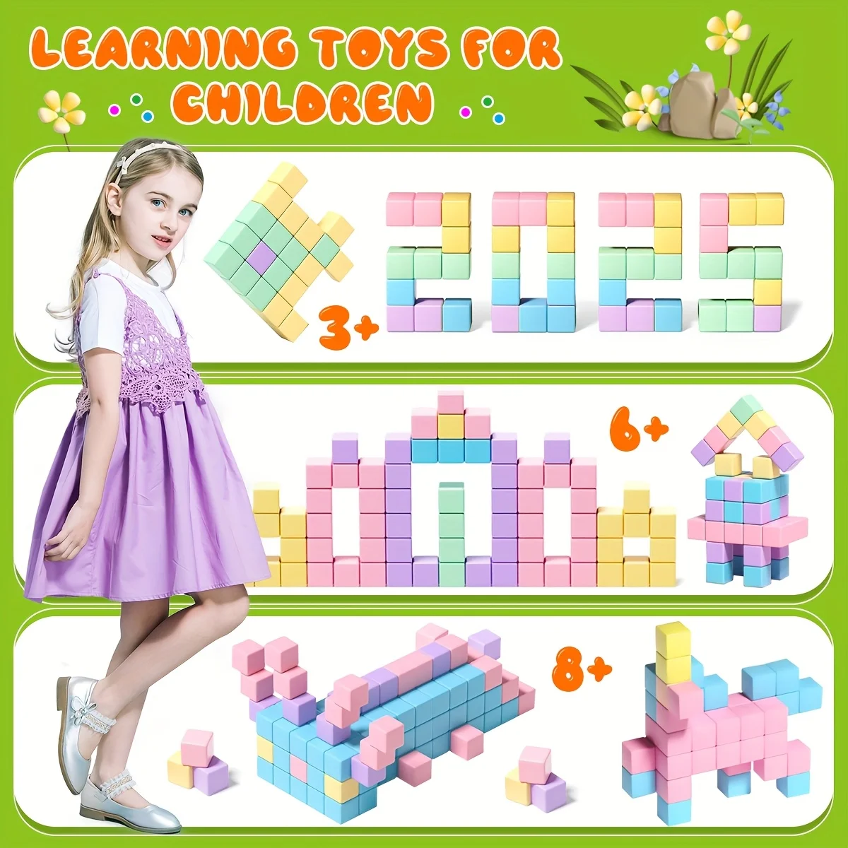 مكعبات مغناطيسية للأطفال، هدية حسية مكعبة مغناطيسية كبيرة الحجم، مجموعة مكعبات بناء تعليمية لمرحلة ما قبل المدرسة، هدايا مثالية للعطلات