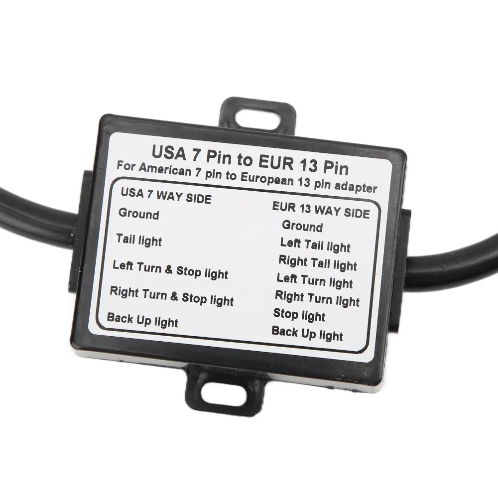Black Trailer Wiring Adapter 7 Pin to 13 Pin Plastic Trailer Plug Converter Light Harness Connector for Truck, Car