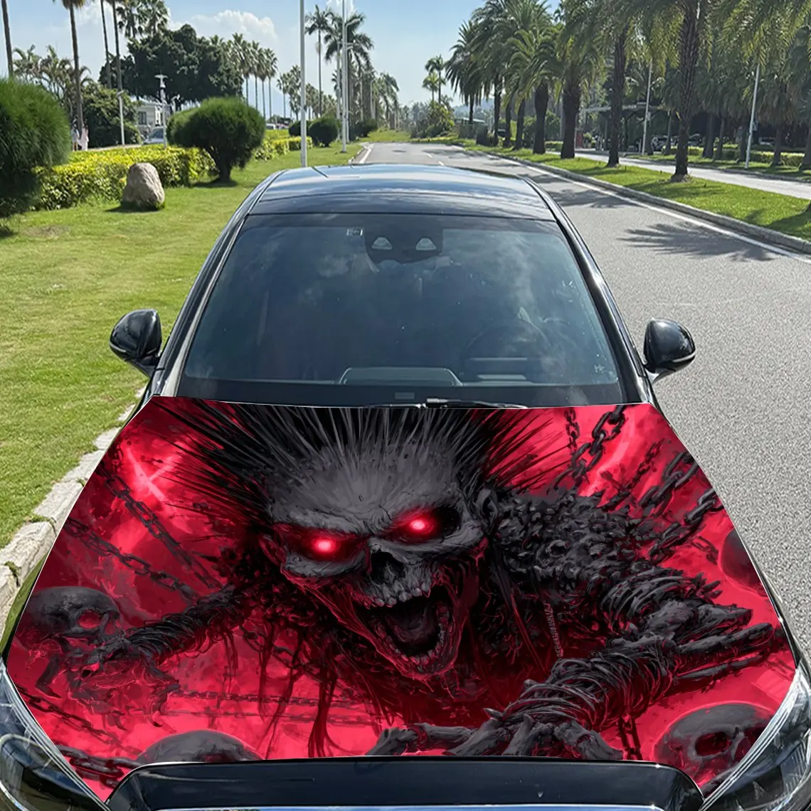 Blood - Realm Evil Spirit Print ملصقات غطاء السيارة، مقاومة للماء ذاتية اللصق، مقاومة للخدش، سهلة الالتصاق، متينة للسيارة PVC s #3