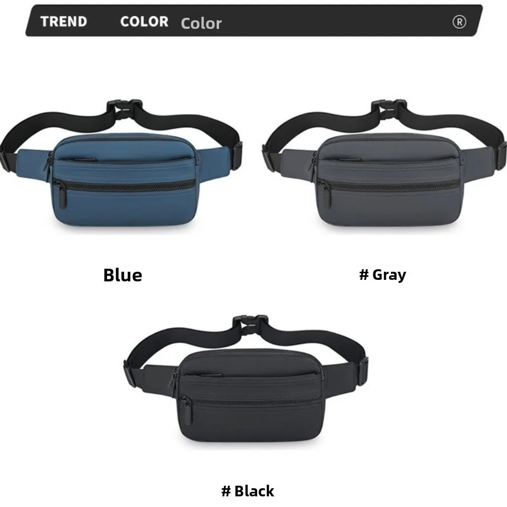 Portable PU Men's Waist Bag Lightweight Adjustable Crossbdoy Chest Bag Multilayer Multifunctional Running Pouch Belt Gym