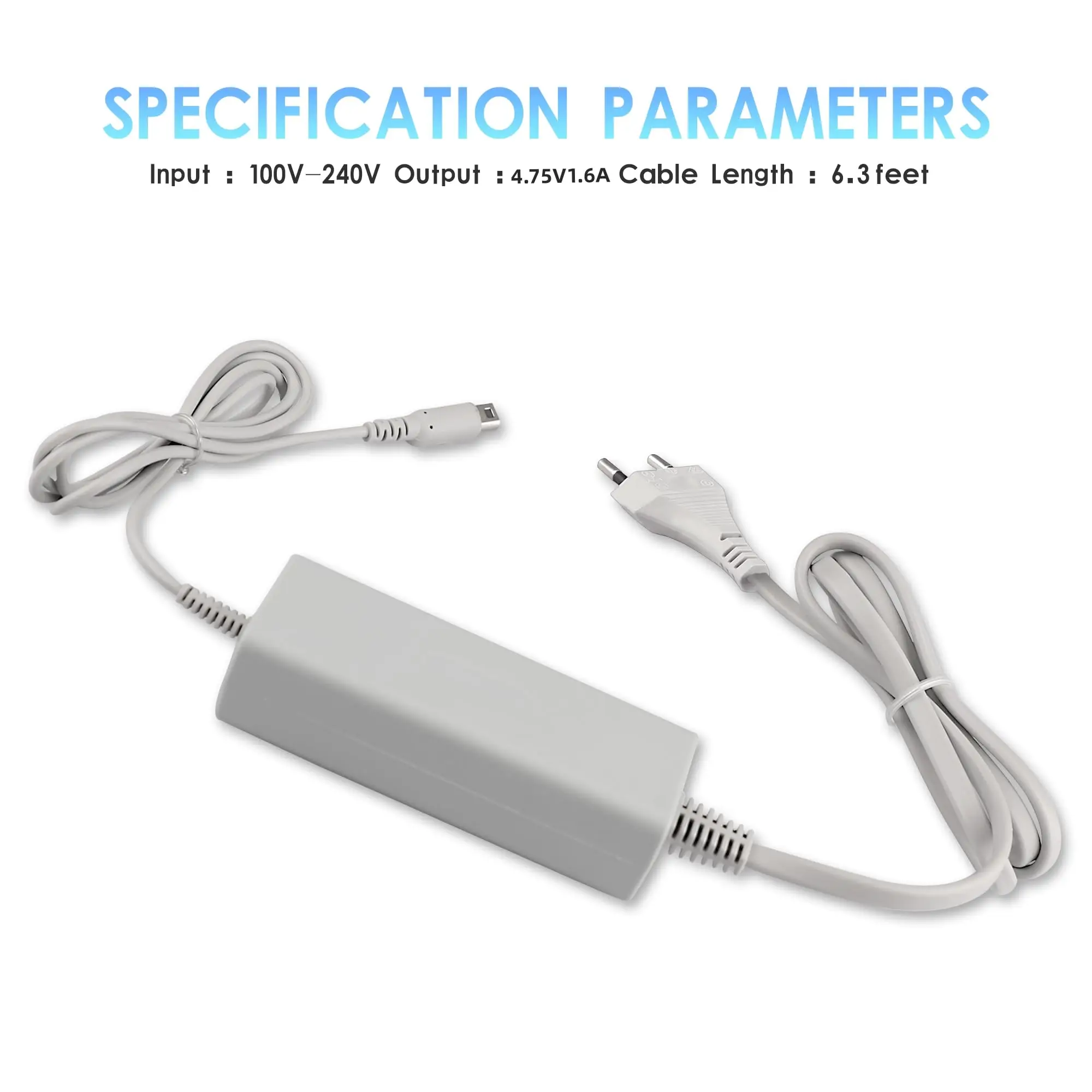 AC Charger Adapter for Wii U Gamepad Charging Cable Controller Joystick EU Plug Home Wall Power Supply for WiiU Pad