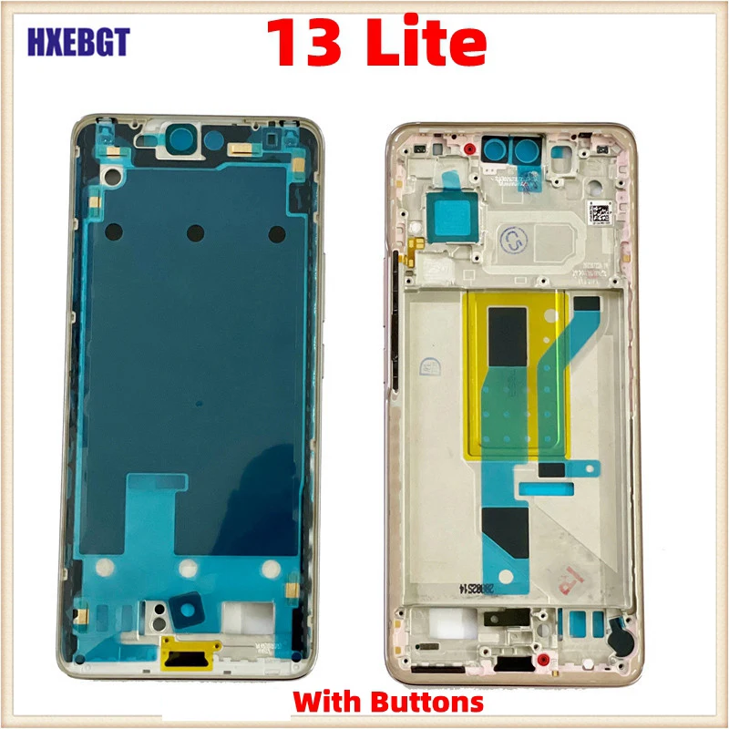 For Xiaomi 13 Lite Middle Frame Faceplate Front Frame Bezel Middle Housing Chassis + Side Buttons Repair Parts