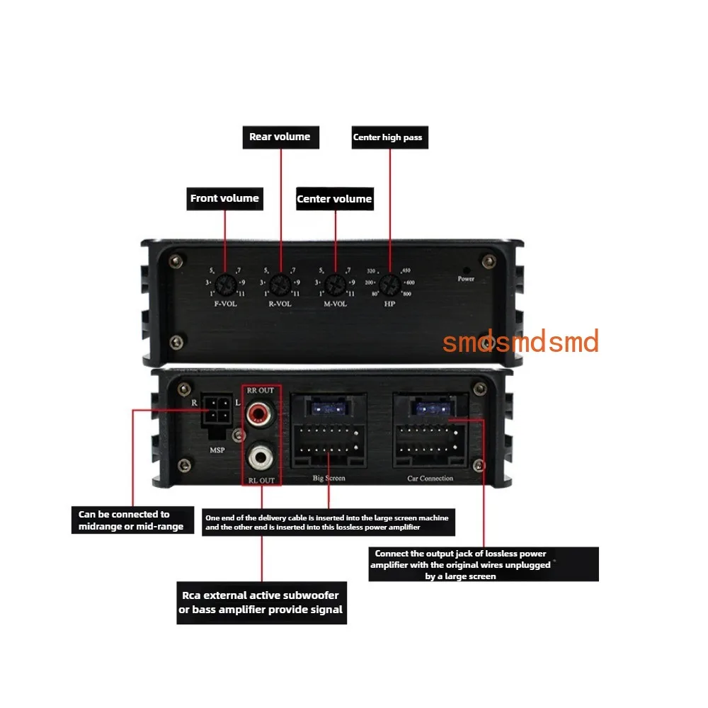 6 Channel Car Amplifier DSP Amplifier Car Audio System Dedicated Android Large Screen System, Amplified Woofer Lossless Upgrade