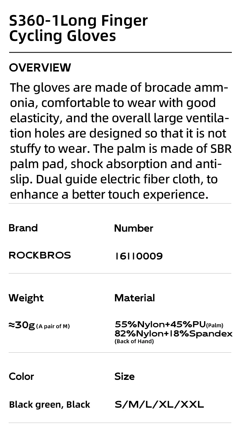 ROCKBROS Fahrradhandschuhe Atmungsaktiv Rutschfest MTB Rennrad Touchscreen-Handschuhe Outdoor Fitness Angeln Fahrrad Sporthandschuhe – Detail 2
