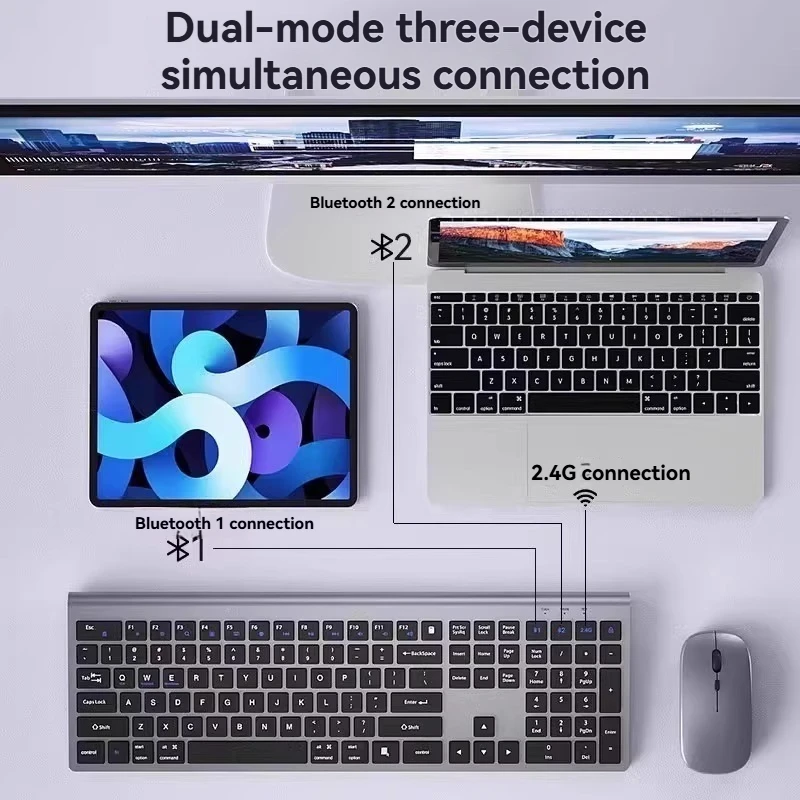 

Bluetooth Wireless Ultra-thin Keyboard and Mouse Set Customization Dual Mode 108key Esports Gaming Mechanical Keyboard Gifts DIY