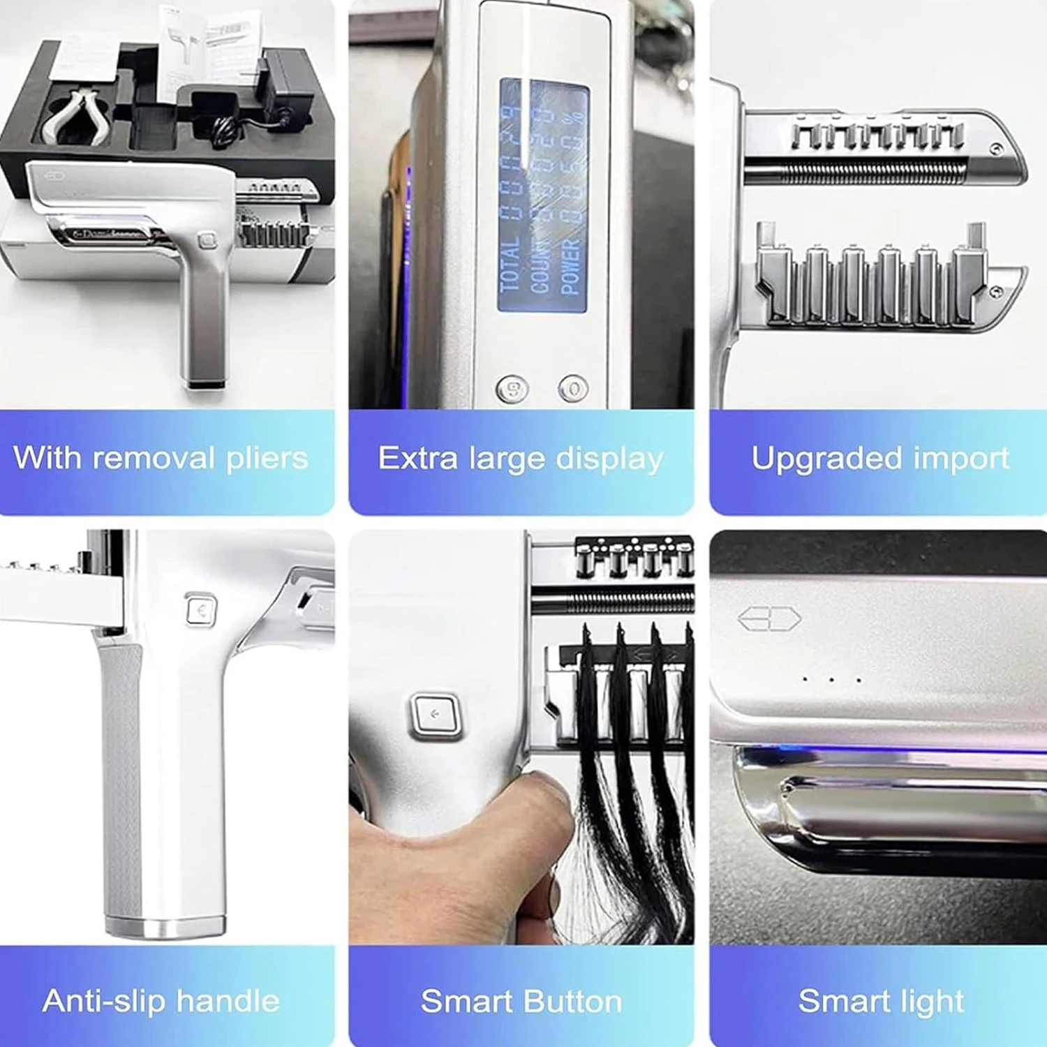 Original Manufacturer High Speed 6D - 3v Machine Electric Automatic  Invisible Hair Extension Tool for Professional Hair Salon