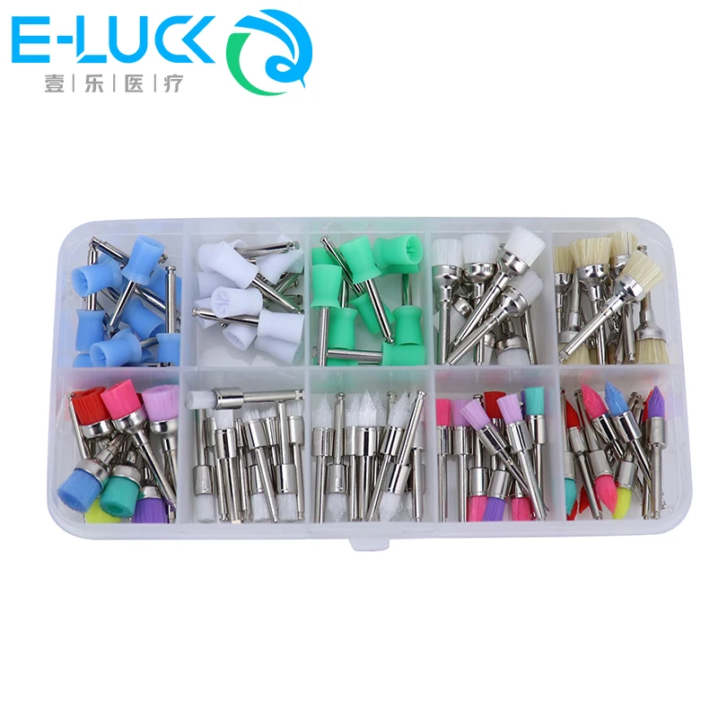 

100Pcs/Box Dental Polishing Brushes Colourful Nylon Disposable Prophy Brushes Tooth Polishing Materials
