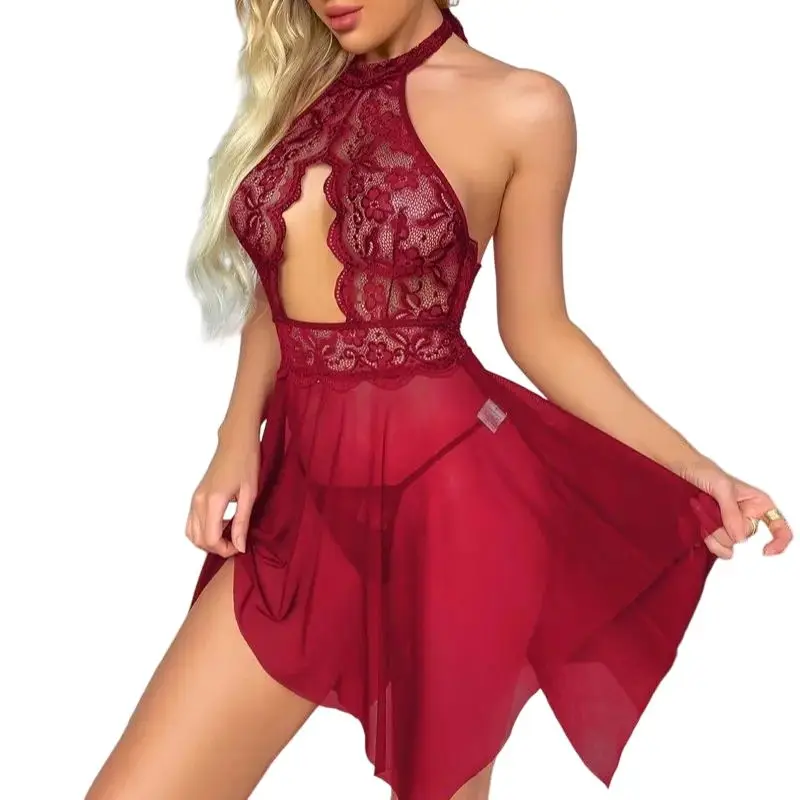 

Женская одежда для сна, платье на бретельках, прозрачные сексуальные ночные рубашки, кружевные пижамы, сексуальный комплект нижнего белья