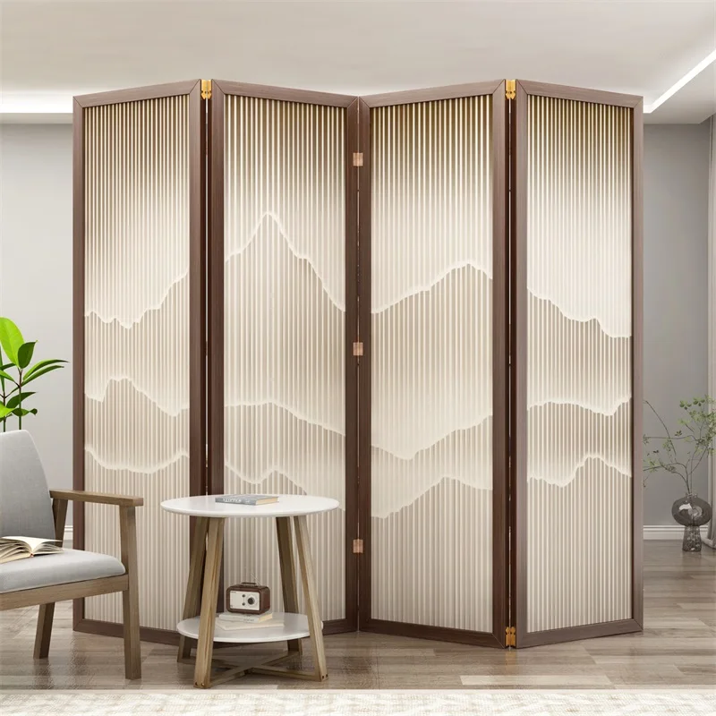 Solid wood high-end screen partition Xuan folding mobile new Chinese office partition screen