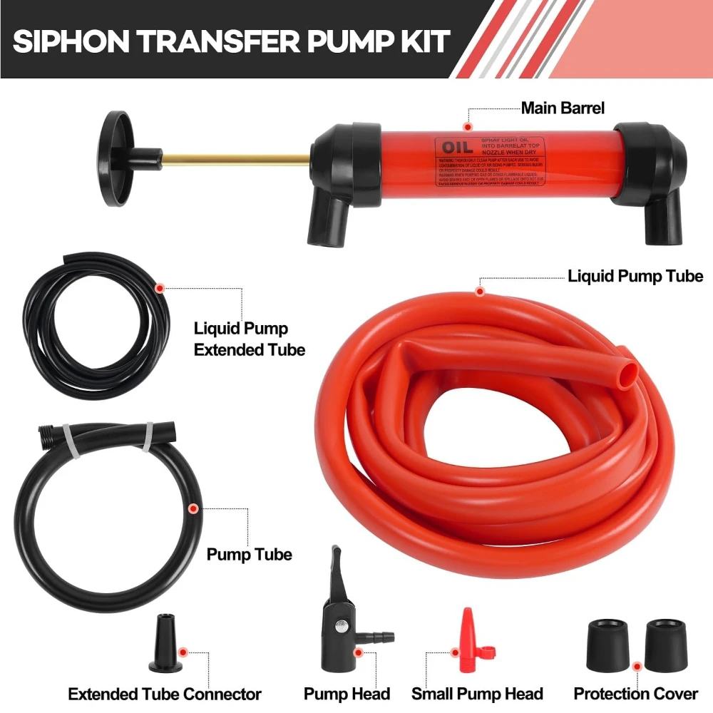 Multi-Use Siphon Pump Fluid Transfer Pump Siphon Fuel Transfer Pump Kit for Gas Oil and Liquids