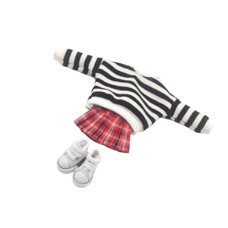 meimengwawu Kleidung für Puppen, dreiteiliges modisches Pullover-Set, passend für Blyth Azone OB22 OB24 Puppenzubehör 3