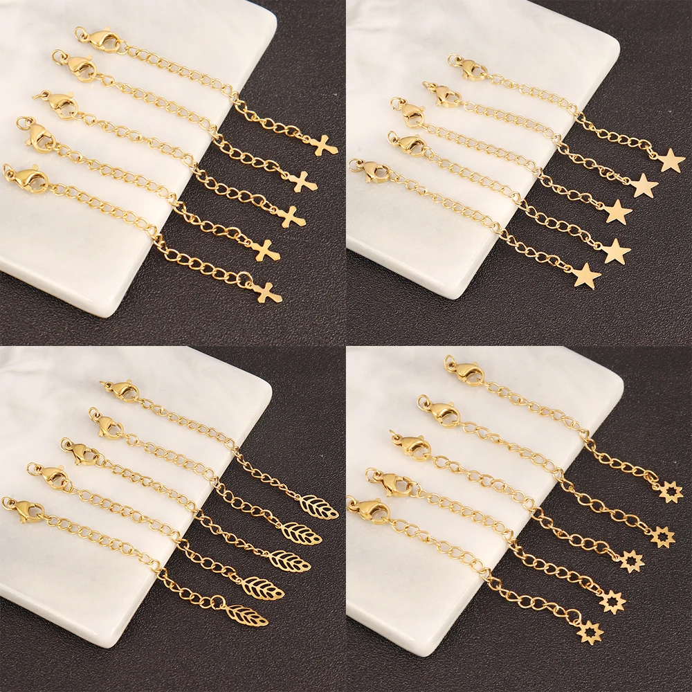 10pcs Stainless Steel Extended Extension Tail Chain With Lobster Clasps Connector For Bracelet Necklace Jewelry Making Supplies