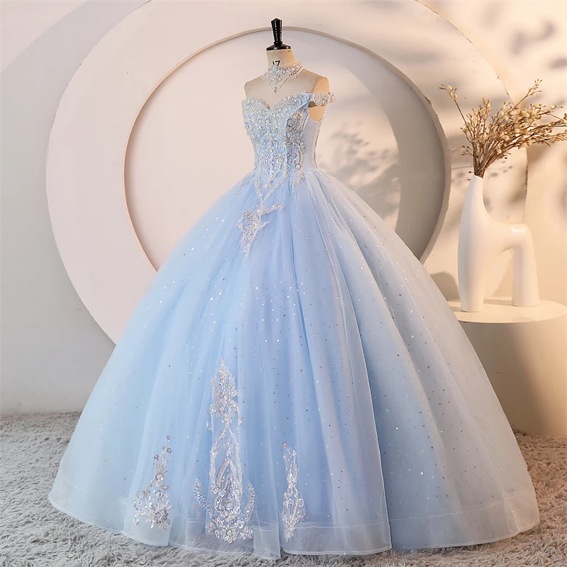 Cheap Party Dress Shiny 15 Quinceanera Dresses Ball Gown Prom Gown 15 Year Old Dresses For Quinceanera With Choker Customized