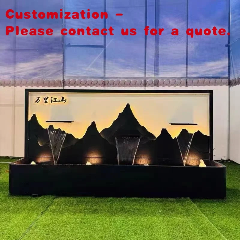 custom.Aluminum Alloy Courtyard Waterfall Landscape Wall Outdoor Garden Flowing Background Wall Curtain Decor