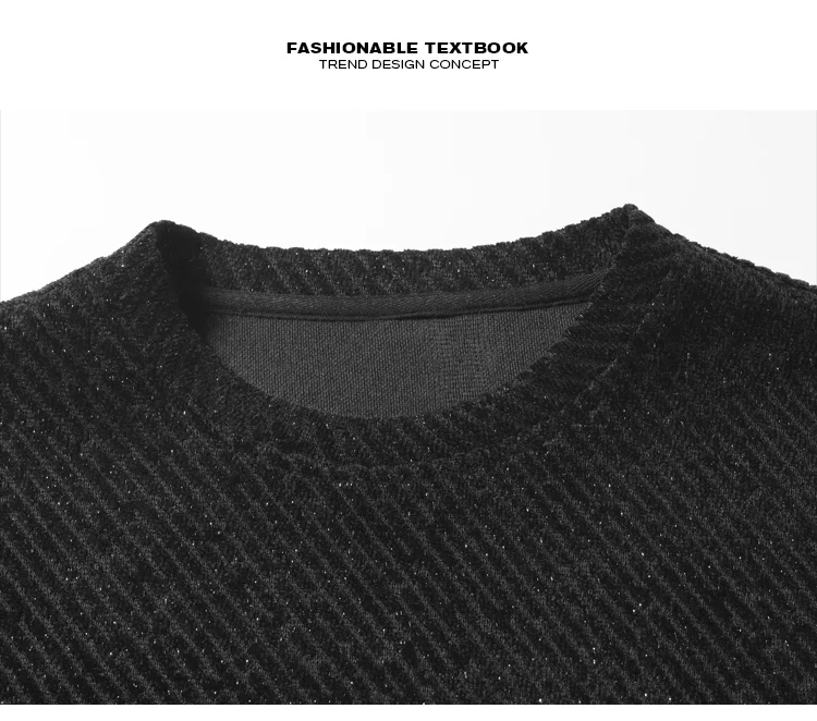 Herren-Sweatshirt mit Rundhalsausschnitt und langen Ärmeln, diagonal gestreift, Jacquard-Webung, entspannt geschnitten, oversized, für lässige Herbstoutfits. – Detail 3