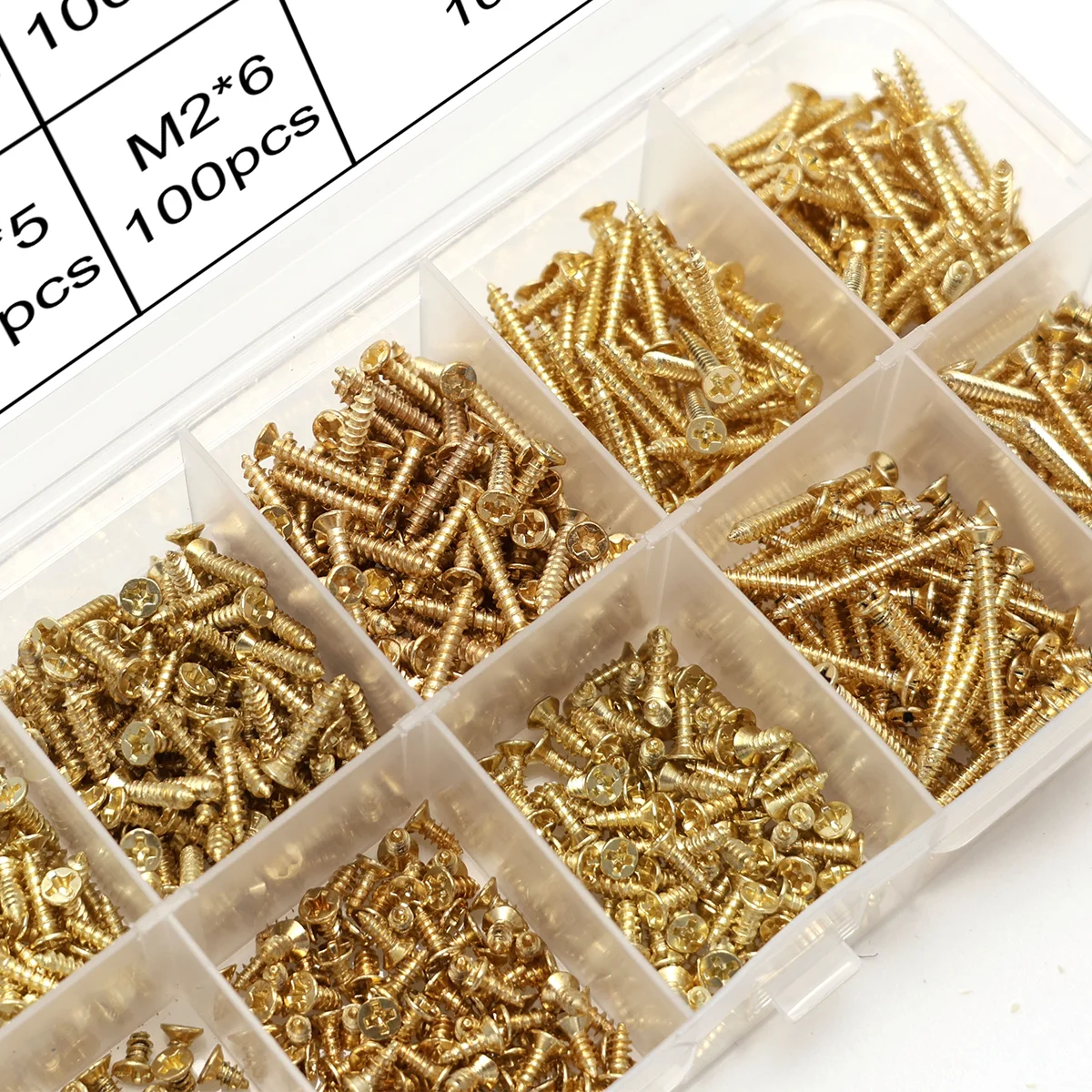 800-Piece Metal Screw Set | Gold/Silver/Black | M2 | Phillips | Countersunk/Flat Head for DIY/Woodworking/Crafts | Storage Box
