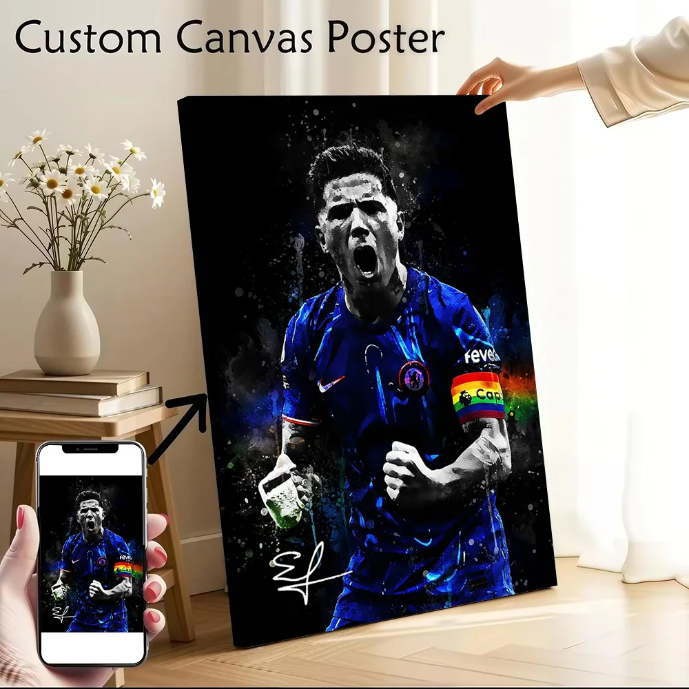 Enzo Fernandez Celebrating With Rainbow Poster Canvas Wall Art Personalized Print Modern Painting Perfect Gift for Vintage Decor