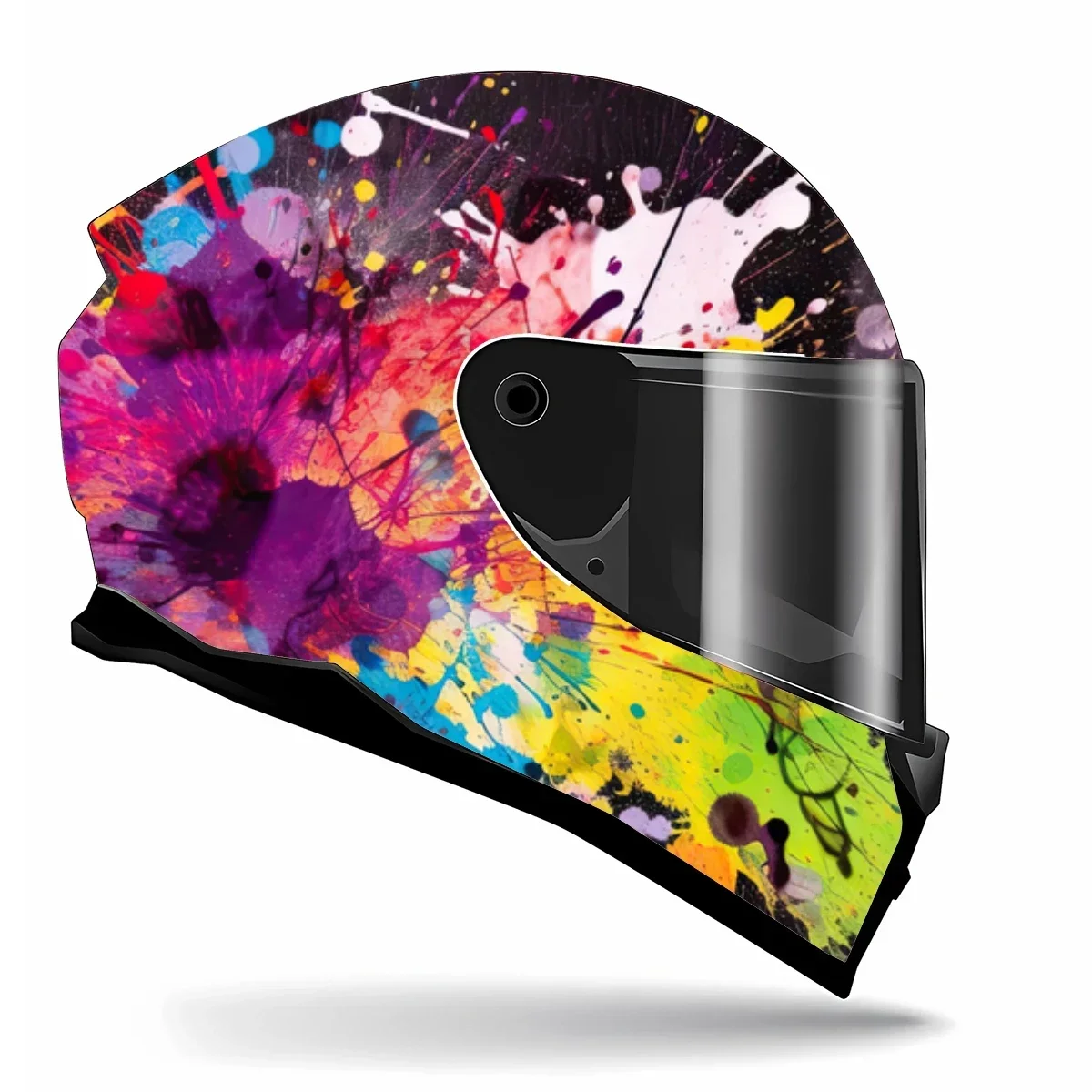 Abstract Colors Splash Art Full Helmet Wrap Sticker Motorcycle Helmet Racing Graphic Decal Vinyl Wrap Helmet Decorative Sticker