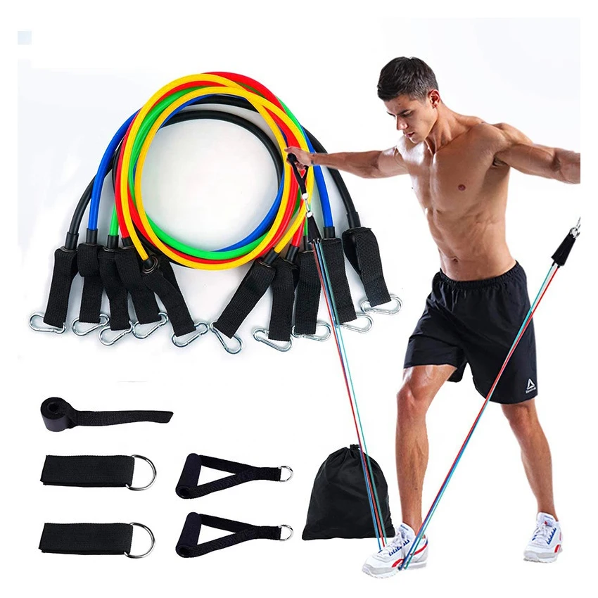

Custom Logo Bulk 11 Piece Pull up Adjustable Elastic Sports Fitness Bungee Resistance Band Set
