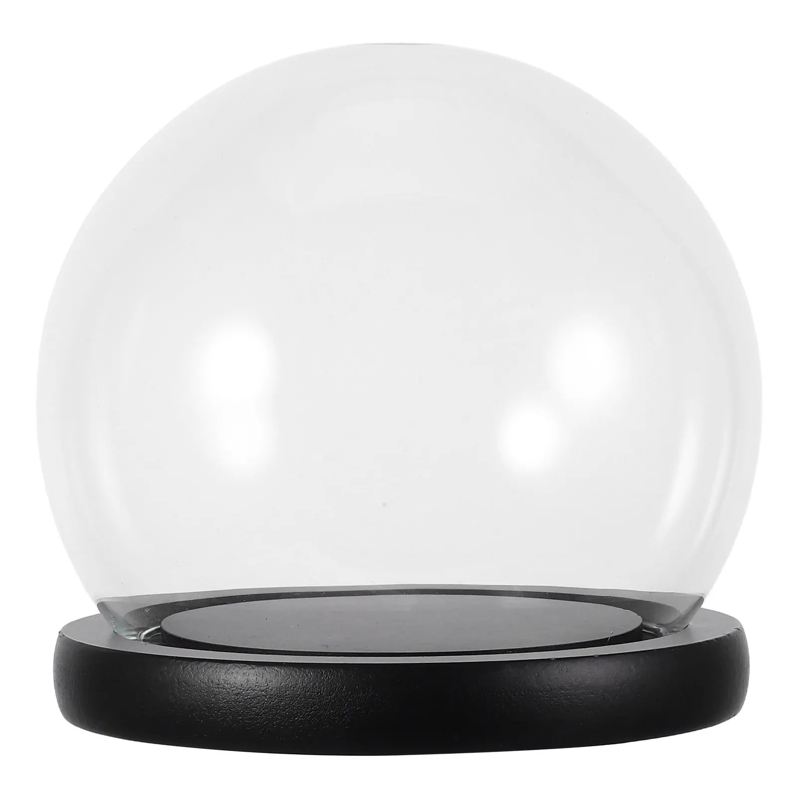 Clear Glass Dome Display with Solid Wood Base Eternal Flower Showcase Round Globe Decor DIY Craft Snow Globe Empty Cloche Bell