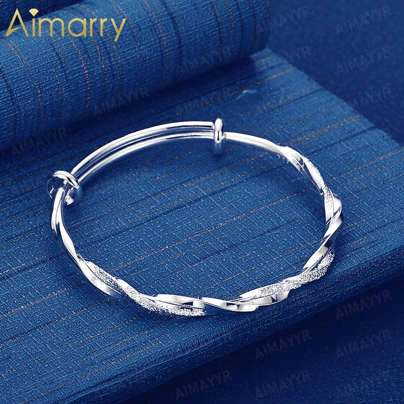 925 Sterling Silver Smooth Matte Splicing Twisted Pattern Bracelet for Women's Parties and Banquets High-quality Fashion Jewelry