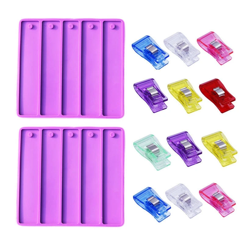 2 Keychain Card Picker Epoxy Casting Molds, 12 Assorted Color Acrylic Card Grabber, Card Clip For Long Nails