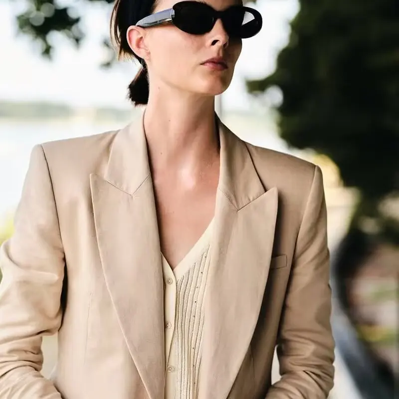 Early Autumn New Arrival Women's Fashion Long Pilot Jacket Coat ZR Style Polyester Fiber Loose Fit Double Button Closure